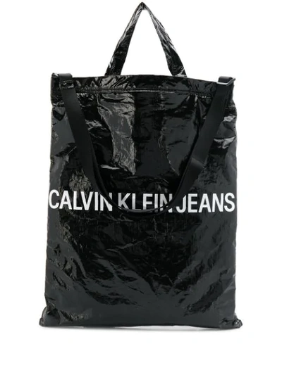 CALVIN KLEIN JEANS LOGO MARKET TOTE - 黑色