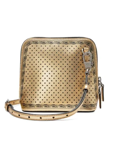 Shop Gucci Gold-tone Guccy Mini Leather Shoulder Bag In Metallic