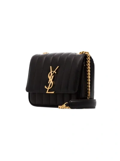 Shop Saint Laurent Vicky Small Quilted Crossbody Bag In Black