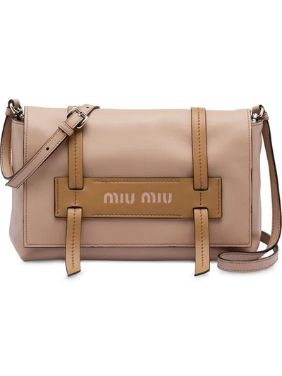 Shop Miu Miu Grace Lux Shoulder Bag In F0pfp Powder Pink + Caramel