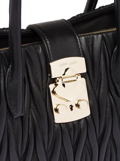 Shop Miu Miu Confidential Tote Bag In Black