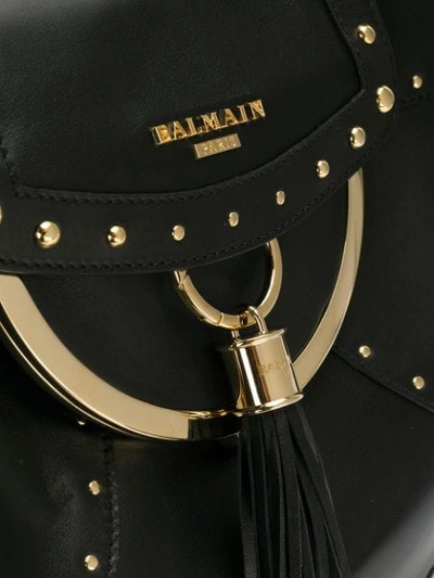 Shop Balmain Domaine Studded Shoulder Bag - Black
