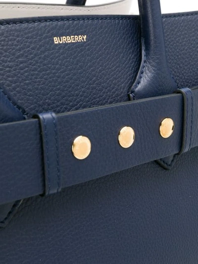 Shop Burberry Small Triple Stud Belt Tote In Blue