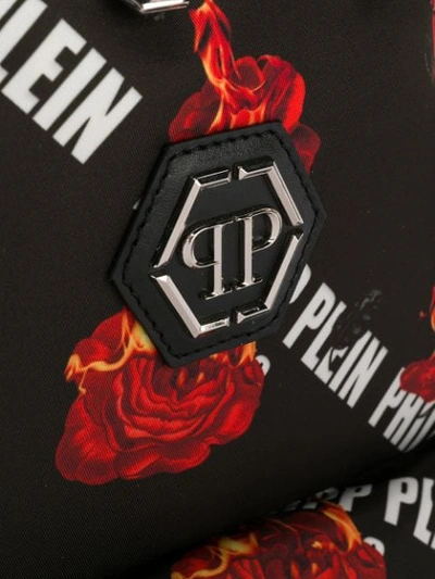 Shop Philipp Plein Rose Print Backpack In Black