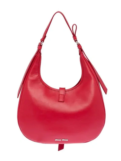 Shop Miu Miu Hobo Shoulder Bag In Red