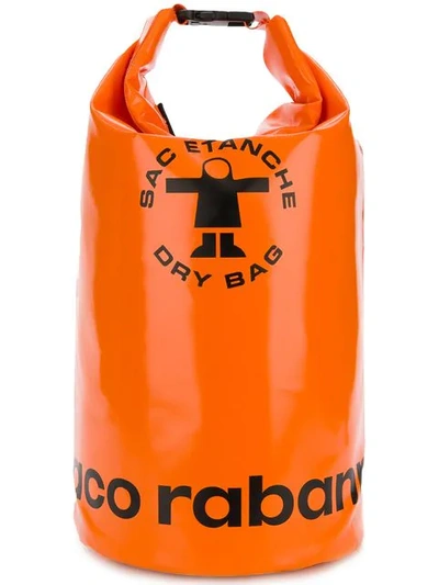 Shop Rabanne Logo Print Bucket Backpack In Orange