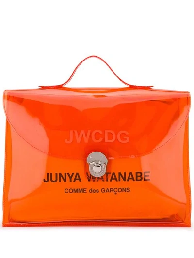 Shop Junya Watanabe Logo Print Messenger Bag In Orange