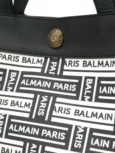 Shop Balmain All Over Logo Tote Bag In Black