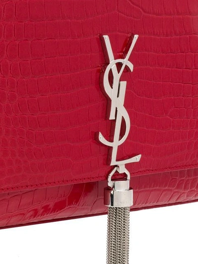 Shop Saint Laurent Logo Shoulder Bag In Red