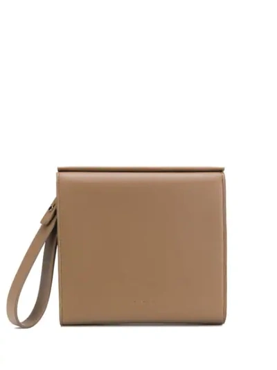 Shop Aesther Ekme Leather Clutch Bag In Brown