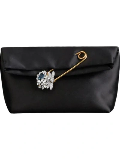 Shop Burberry The Small Pin Clutch In Satin In Black