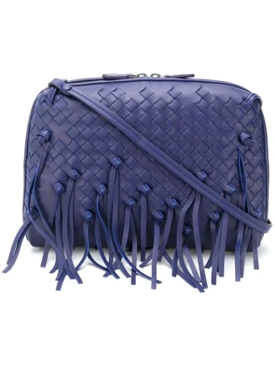 Shop Bottega Veneta Intrecciato Shoulder Bag In Blue