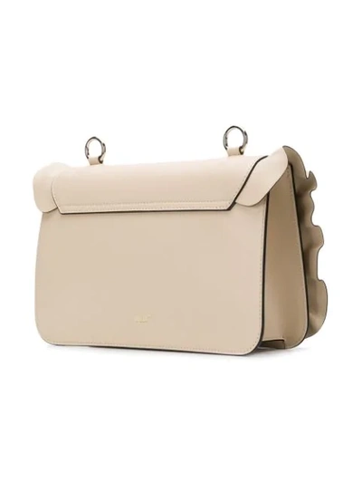 Shop Red Valentino Red(v) Rock Ruffles Shoulder Bag - Neutrals