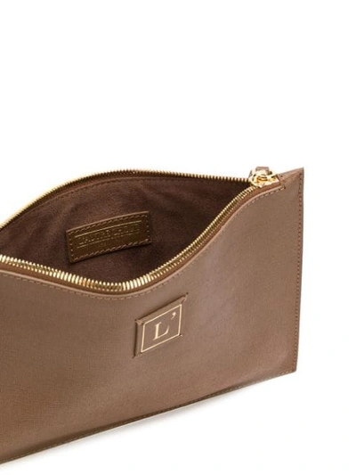 Shop L'autre Chose Logo Patch Clutch Bag In Brown