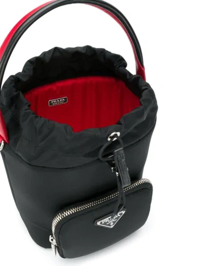 Shop Prada Technical Fabric Bucket Bag - Black