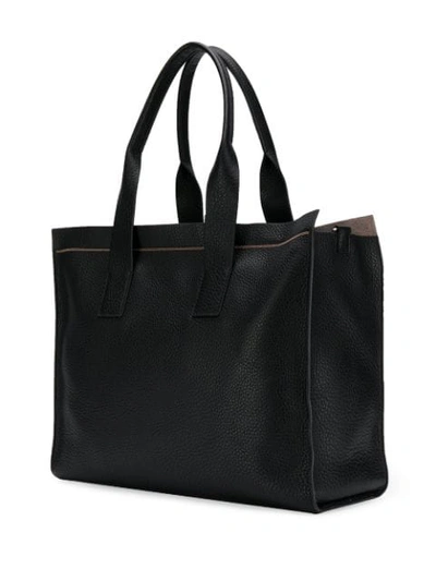 Shop Brunello Cucinelli Large Pebbled Leather Tote In Black