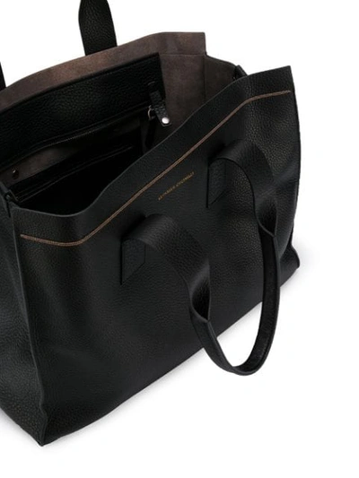 Shop Brunello Cucinelli Large Pebbled Leather Tote In Black