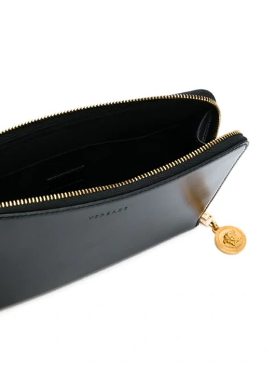 Shop Versace Medusa Lock Clutch Bag In Black