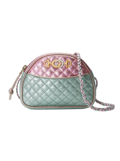 Shop Gucci Pink And Blue Laminated Leather Mini Bag