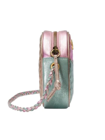 Shop Gucci Pink And Blue Laminated Leather Mini Bag