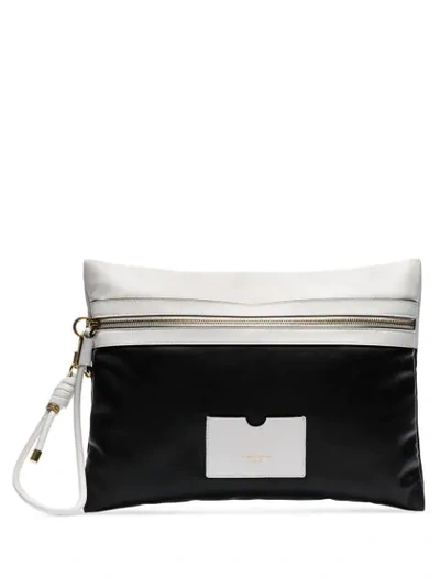 GIVENCHY BLACK AND WHITE TAG XL LEATHER CLUTCH BAG - 黑色