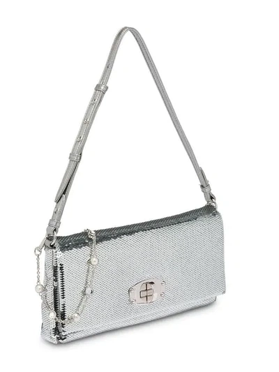 Shop Miu Miu Sequin Shoulder Bag In Silver