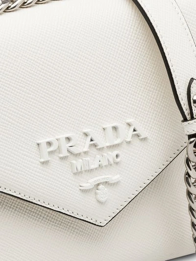 Shop Prada Monochrome Saffiano Leather Bag In White