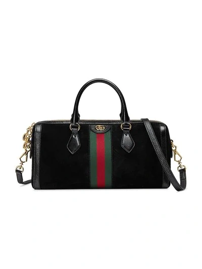 Shop Gucci Ophidia Medium Top Handle Bag In Black