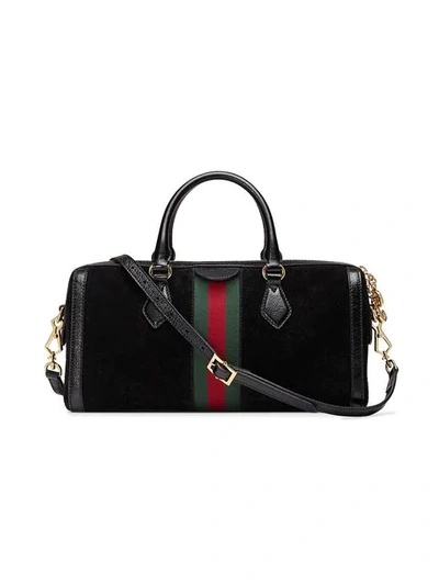 Shop Gucci Ophidia Medium Top Handle Bag In Black