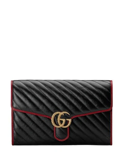 Shop Gucci Gg Marmont Clutch In Black