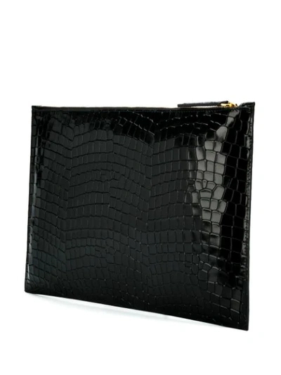 Shop L'autre Chose Embossed Logo Patch Clutch Bag In Black