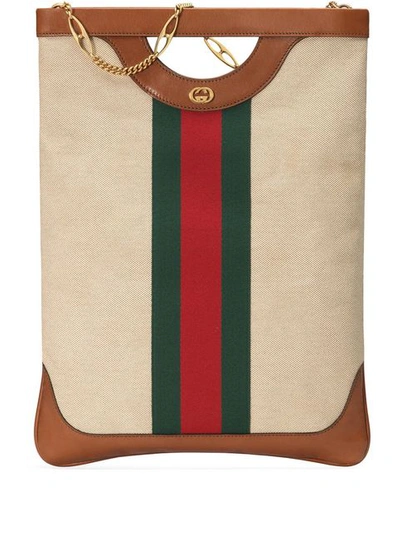 Shop Gucci Large Vintage Canvas Tote In Neutrals