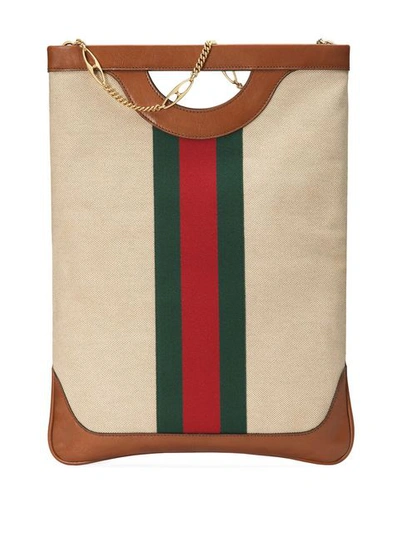 Shop Gucci Large Vintage Canvas Tote In Neutrals
