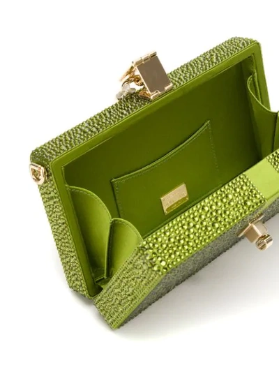 Shop Dolce & Gabbana Dolce Box Rhinestone-embellished Clutch In Green