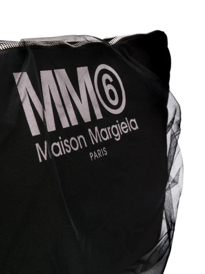 Shop Mm6 Maison Margiela Large Tulle Clutch Bag In Black