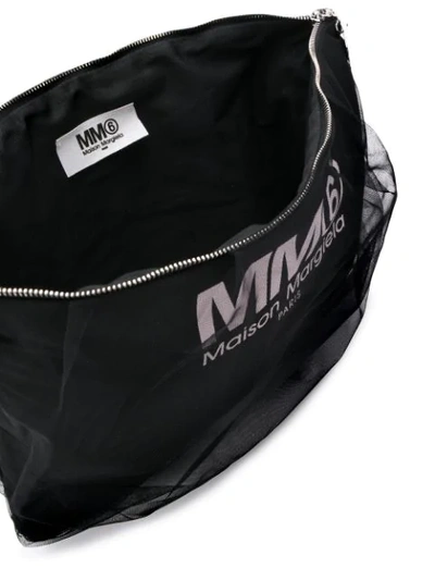Shop Mm6 Maison Margiela Large Tulle Clutch Bag In Black