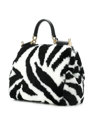 Shop Dolce & Gabbana Zebra Print Sicily Bag In Black