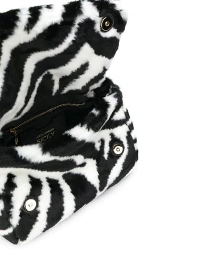 Shop Dolce & Gabbana Zebra Print Sicily Bag In Black
