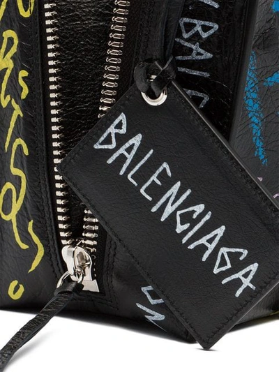 Shop Balenciaga Black Paper Graffiti Leather Bag
