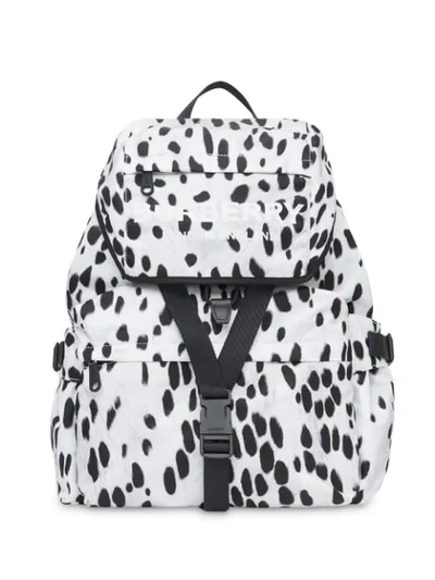 Shop Burberry Logo And Dalmatian Print Nylon Backpack In White