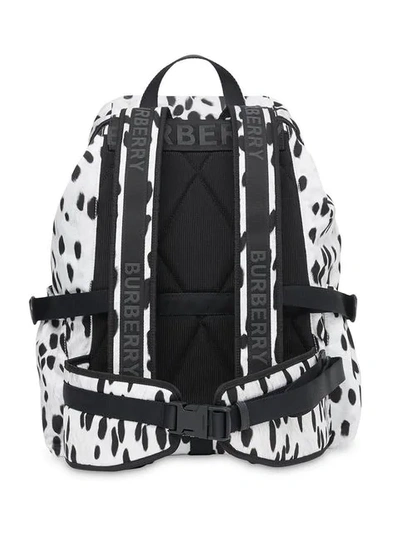 Shop Burberry Logo And Dalmatian Print Nylon Backpack In White
