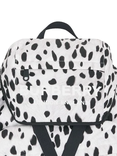 Shop Burberry Logo And Dalmatian Print Nylon Backpack In White