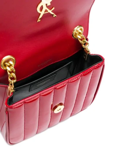 Shop Saint Laurent Small Vicky Logo Plaque Crossbody Bag In Red