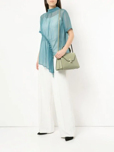 Shop Valextra Structured Flap Top Tote Bag In Green