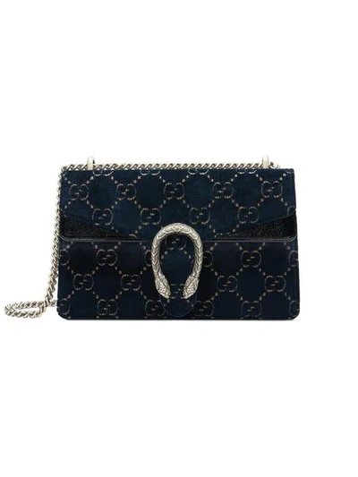 Shop Gucci Dionysus Gg Velvet Small Shoulder Bag In Black