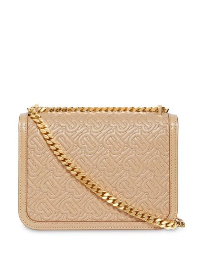 Shop Burberry Small Quilted Monogram Lambskin Tb Bag In Neutrals
