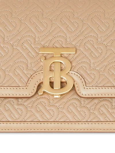 Shop Burberry Small Quilted Monogram Lambskin Tb Bag In Neutrals