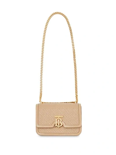 Shop Burberry Small Quilted Monogram Lambskin Tb Bag In Neutrals