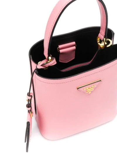 Shop Prada Saffiano Leather Tote Bag - Pink