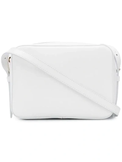 Shop Giorgio Armani Embossed Logo Shoulder Bag In White